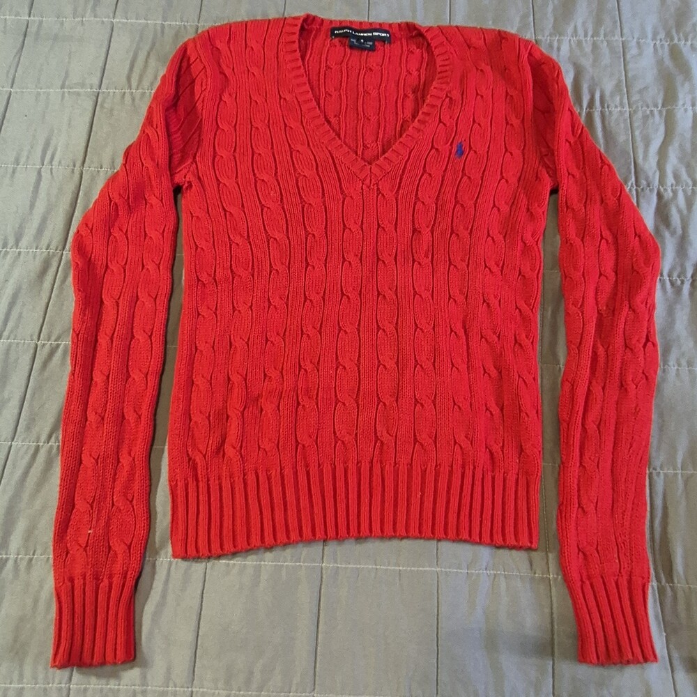 Vintage Ralph Lauren Sport Sweater Womens Small Cable Knit Pullover Hong Kong